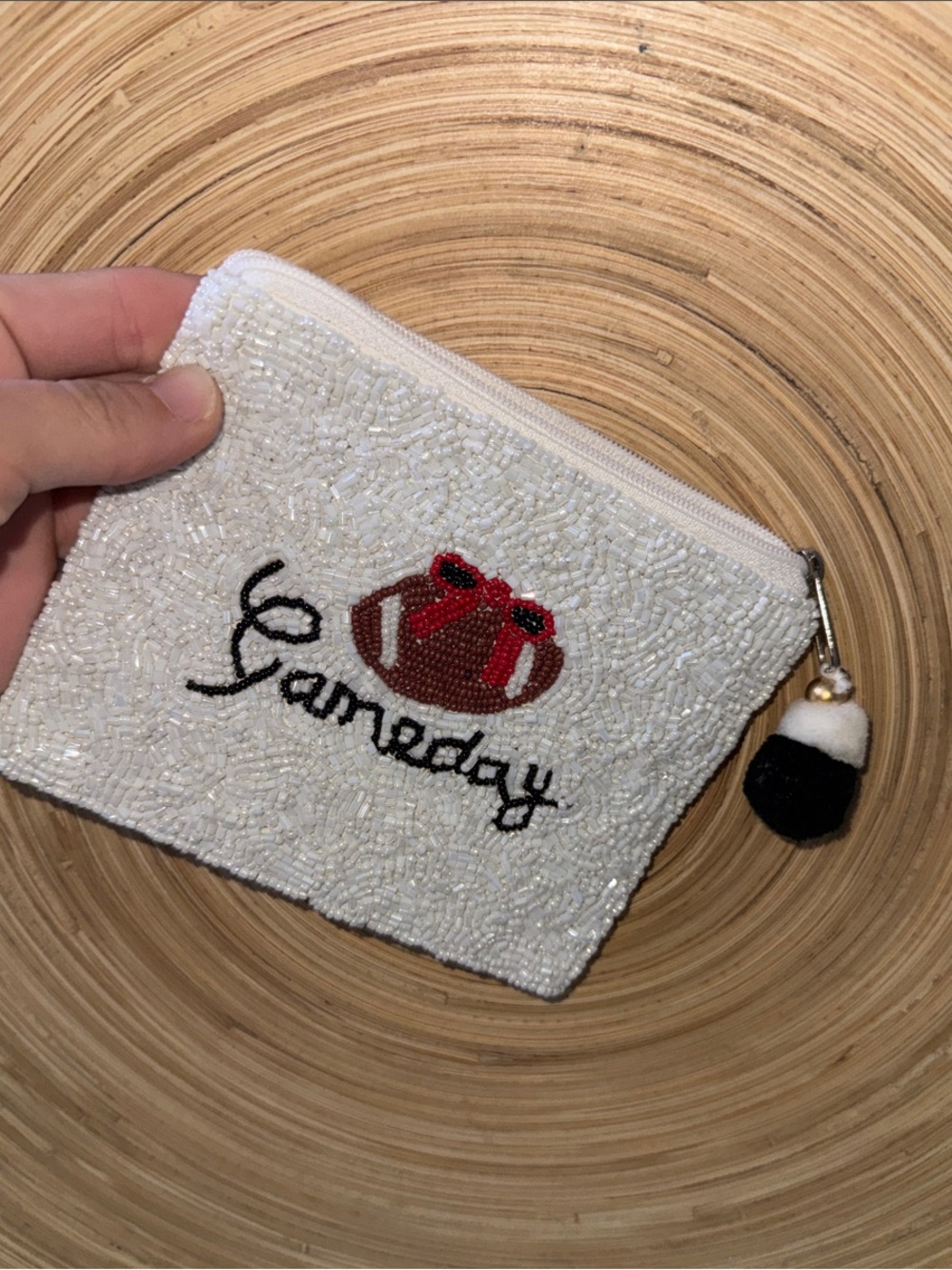 Francesca's  'Gameday' White Zipper Pouch